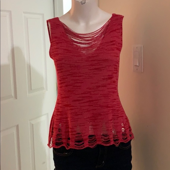 Anthropologie sleeveless top in red & pink blend - Picture 1 of 5